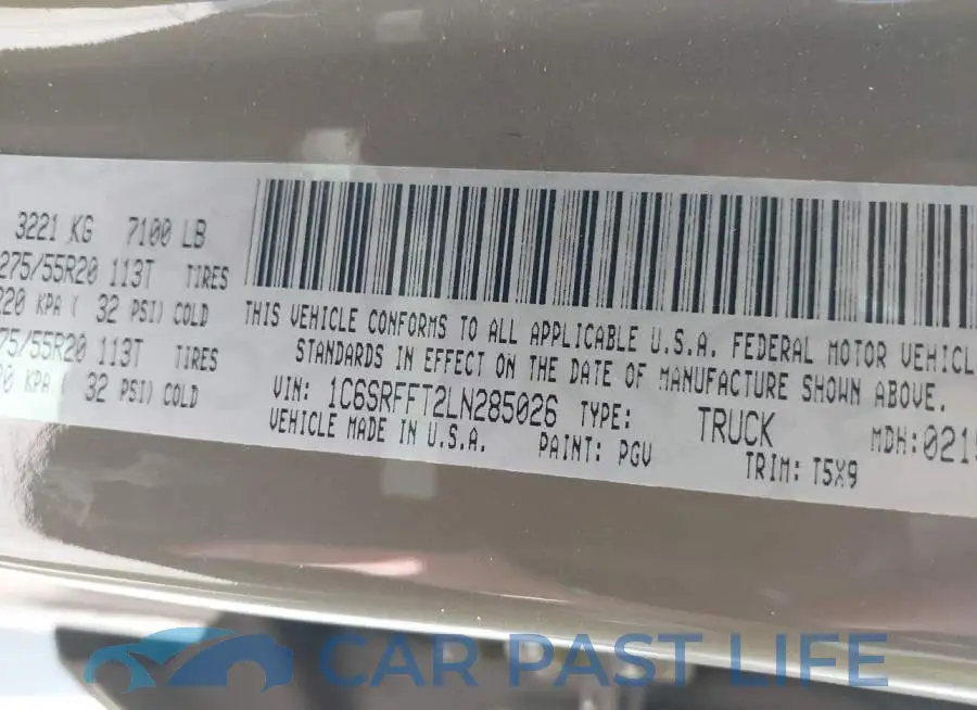 1C6SRFFT2LN285026# 9