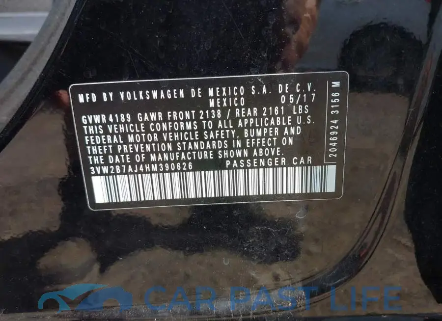 3VW2B7AJ4HM390626# 9