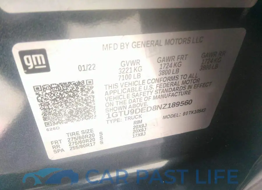 1GTU9DED8NZ189560# 9