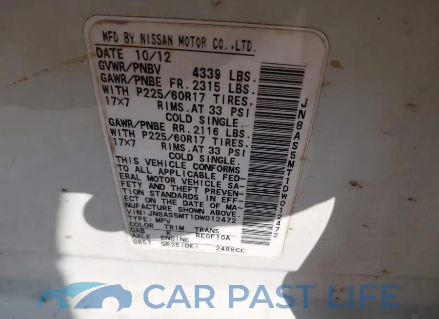 JN8AS5MT1DW012472# 9