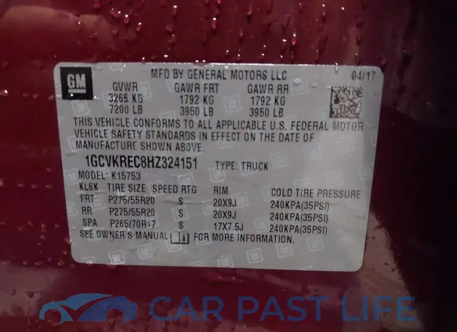 1GCVKREC8HZ324151# 9