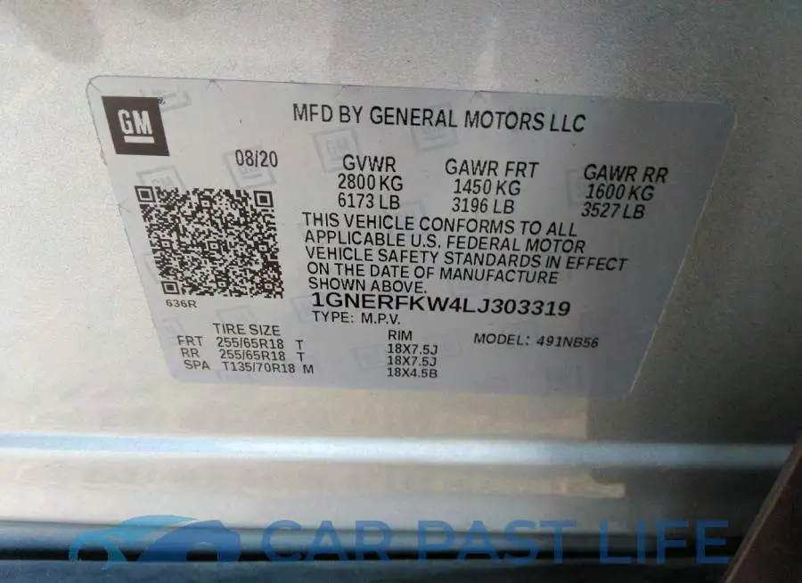 1GNERFKW4LJ303319# 9