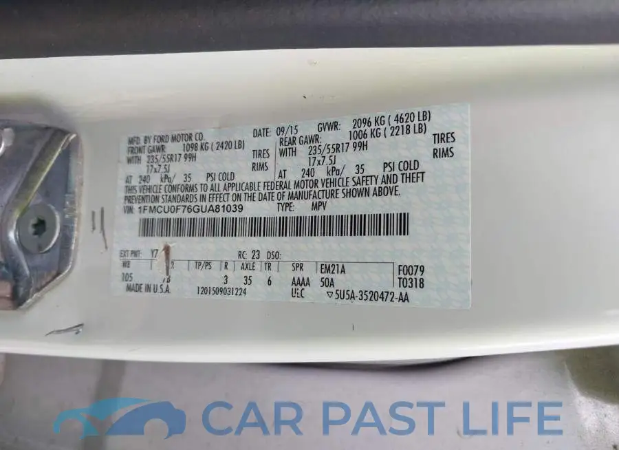 1FMCU0F76GUA81039# 9