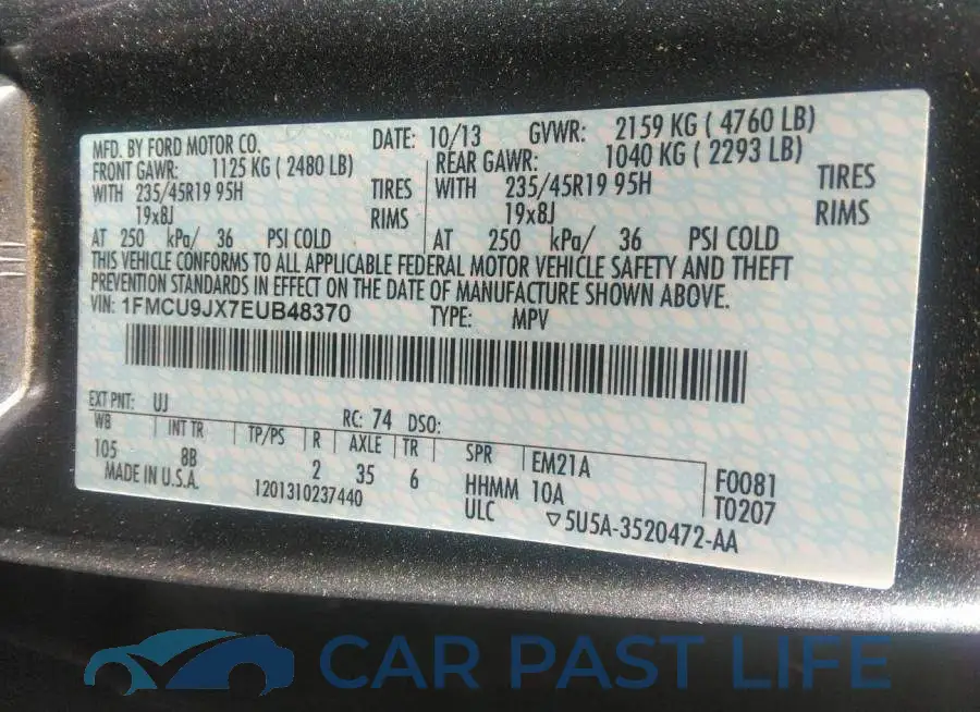 1FMCU9JX7EUB48370# 9