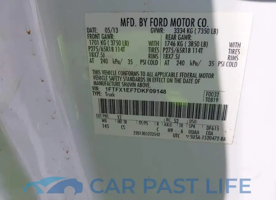1FTFX1EF7DKF09148# 9