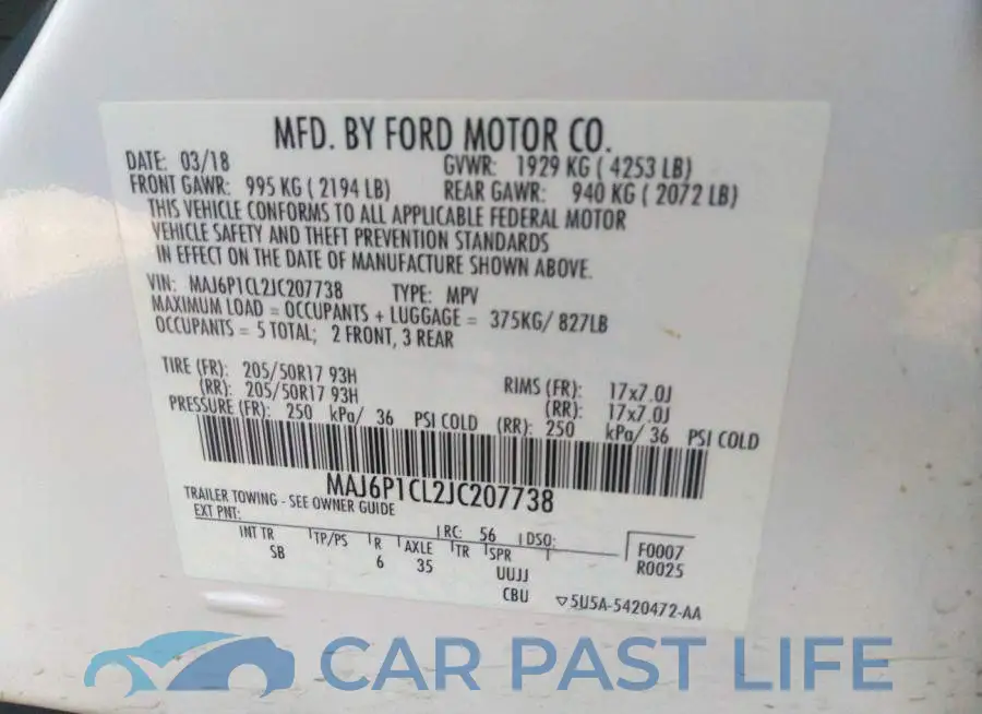 MAJ6P1CL2JC207738# 9