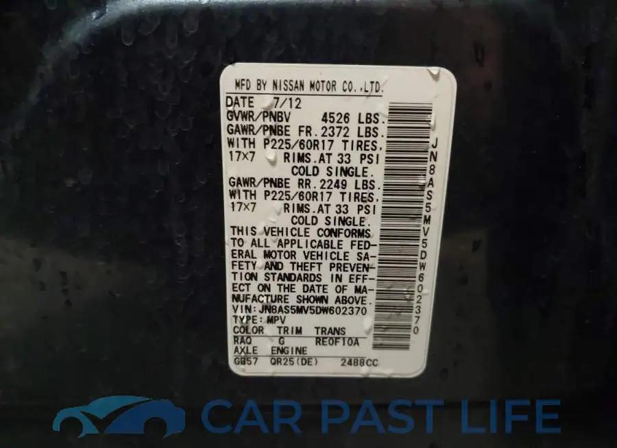JN8AS5MV5DW602370# 9