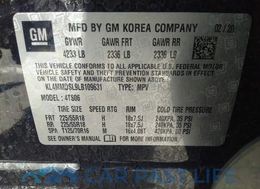 KL4MMDSL9LB109631# 9