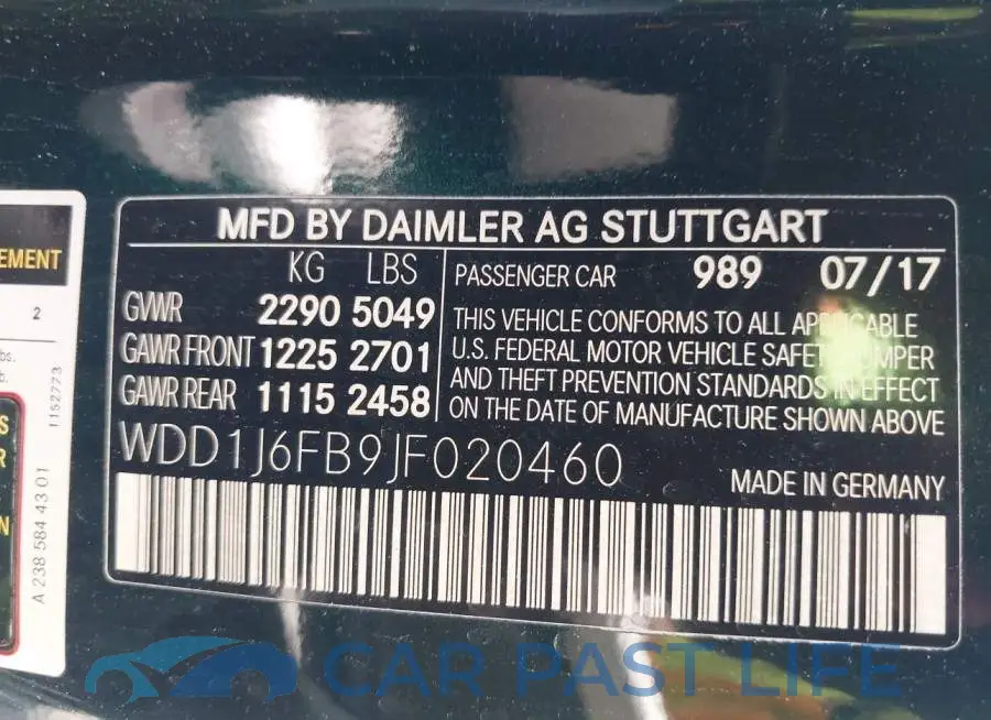 WDD1J6FB9JF020460# 9