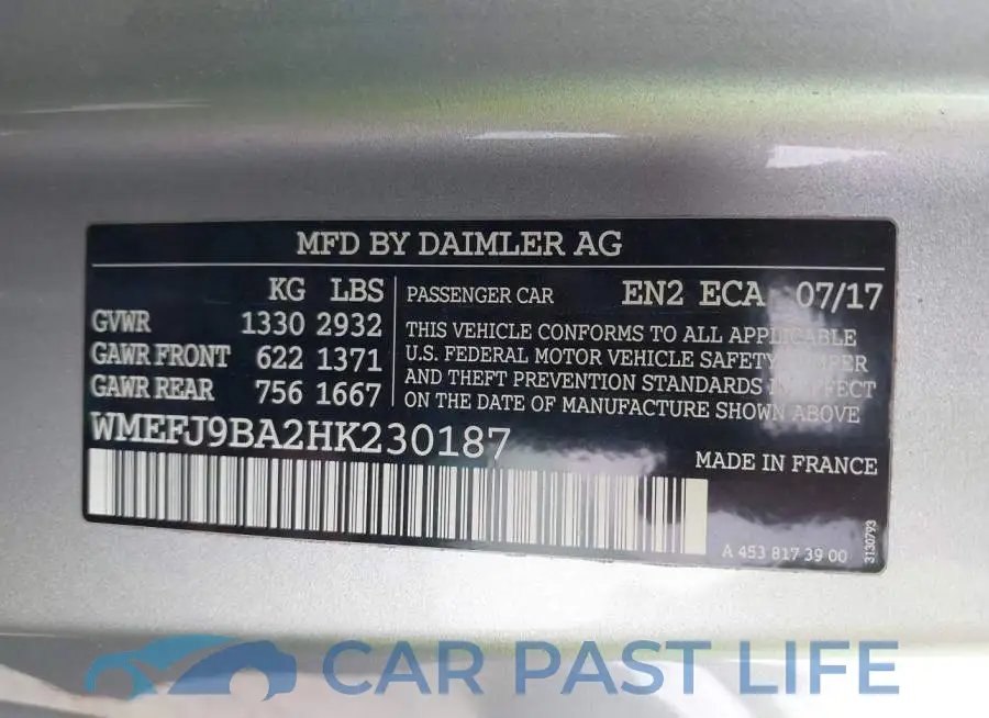 WMEFJ9BA2HK230187# 9