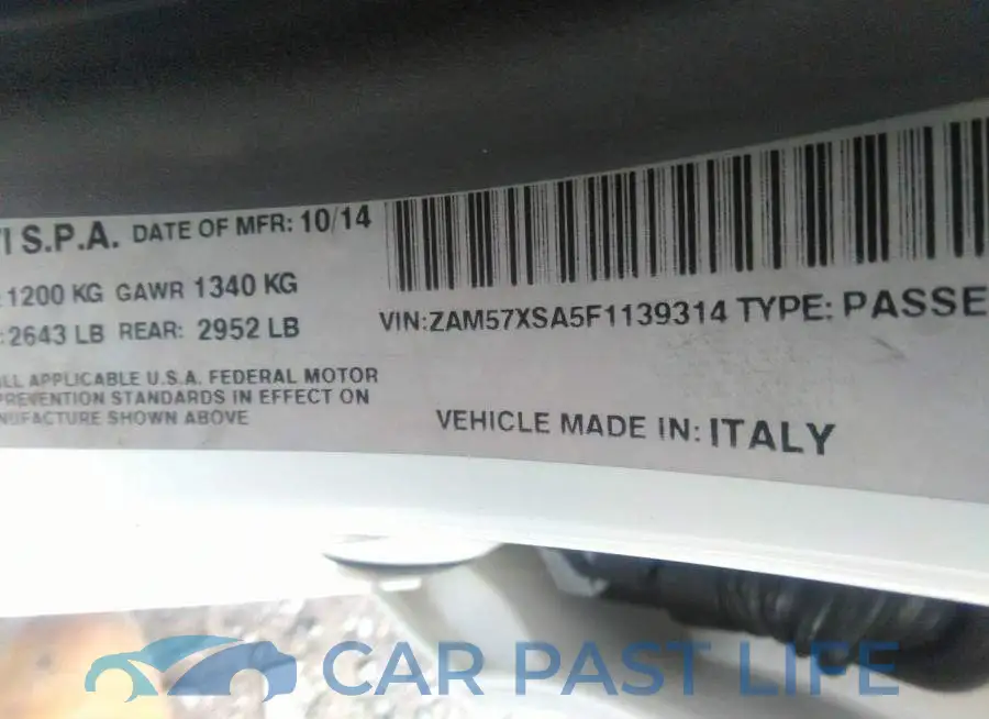 ZAM57XSA5F1139314# 9