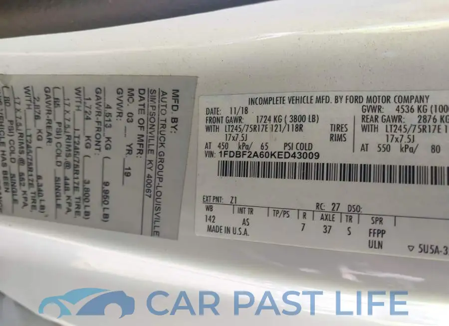 1FDBF2A60KED43009# 9