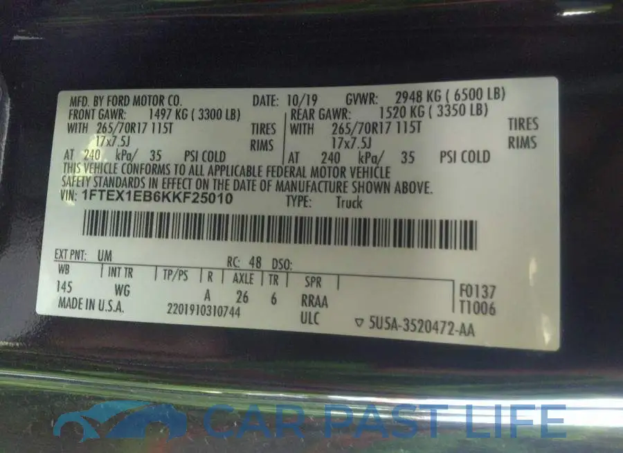 1FTEX1EB6KKF25010# 9