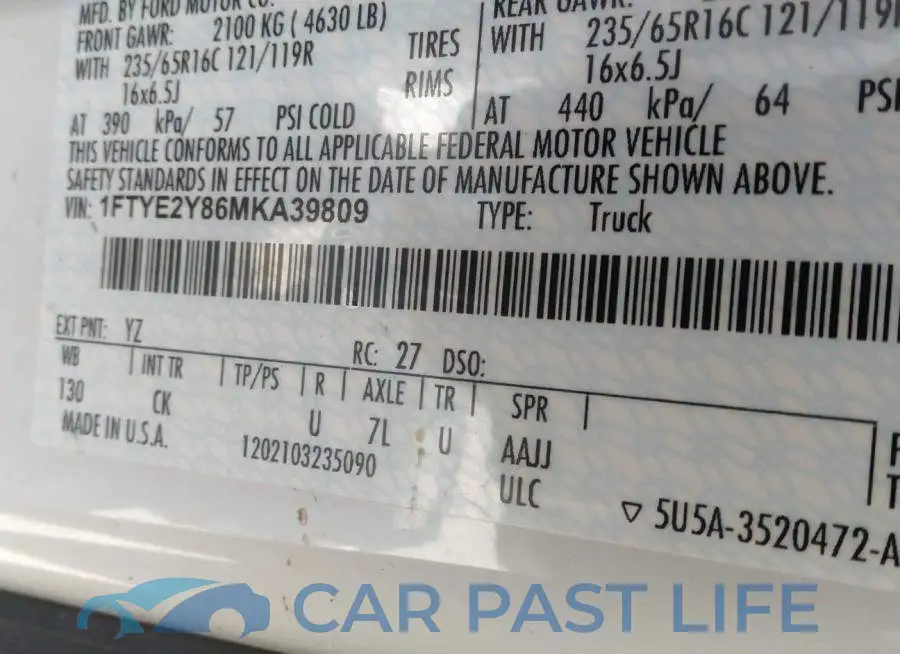 1FTYE2Y86MKA39809# 9