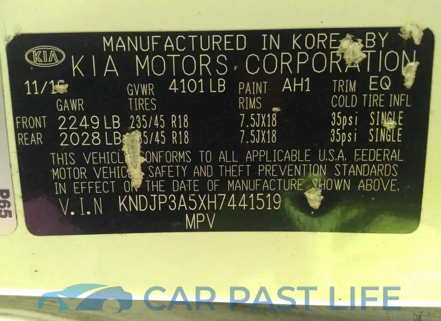 KNDJP3A5XH7441519# 9