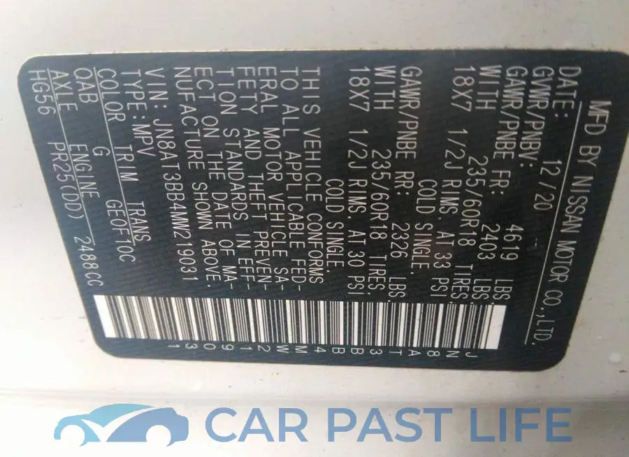 JN8AT3BB4MW219031# 9