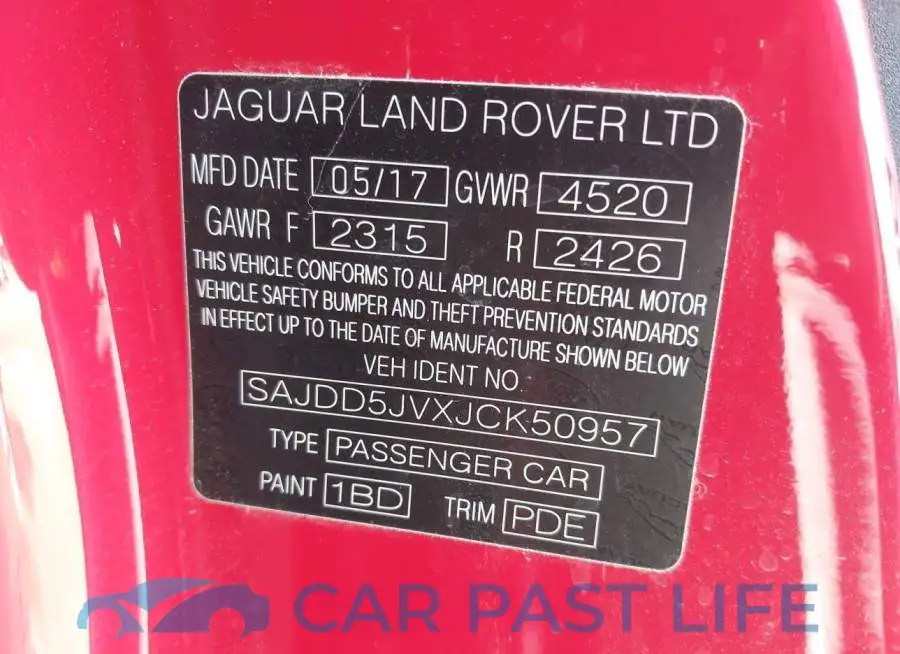 SAJDD5JVXJCK50957# 9