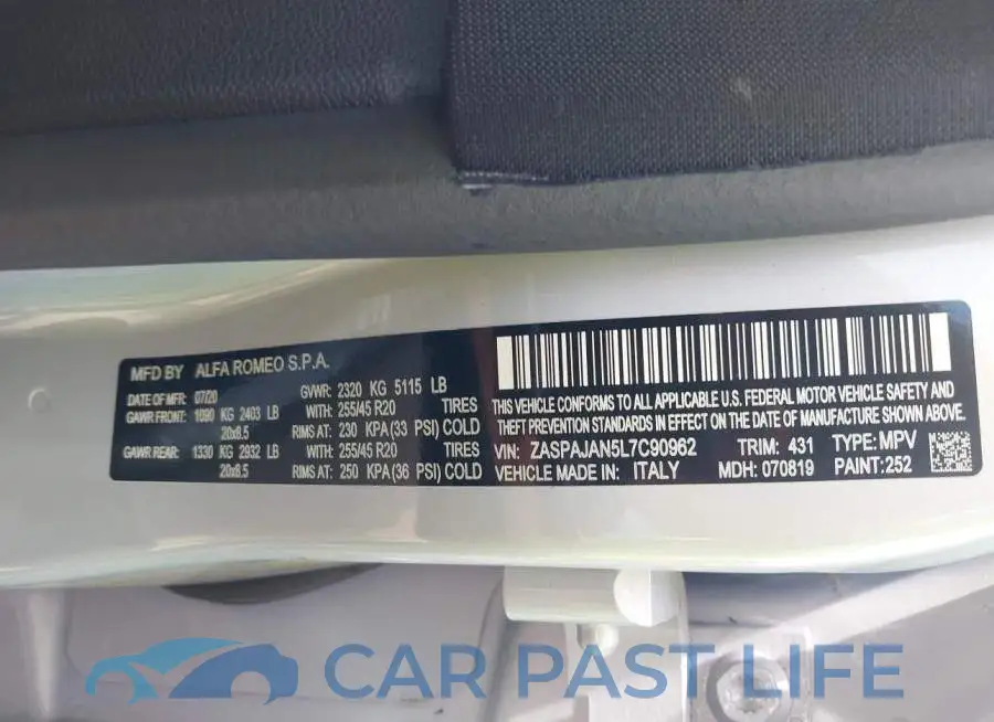 ZASPAJAN5L7C90962# 9