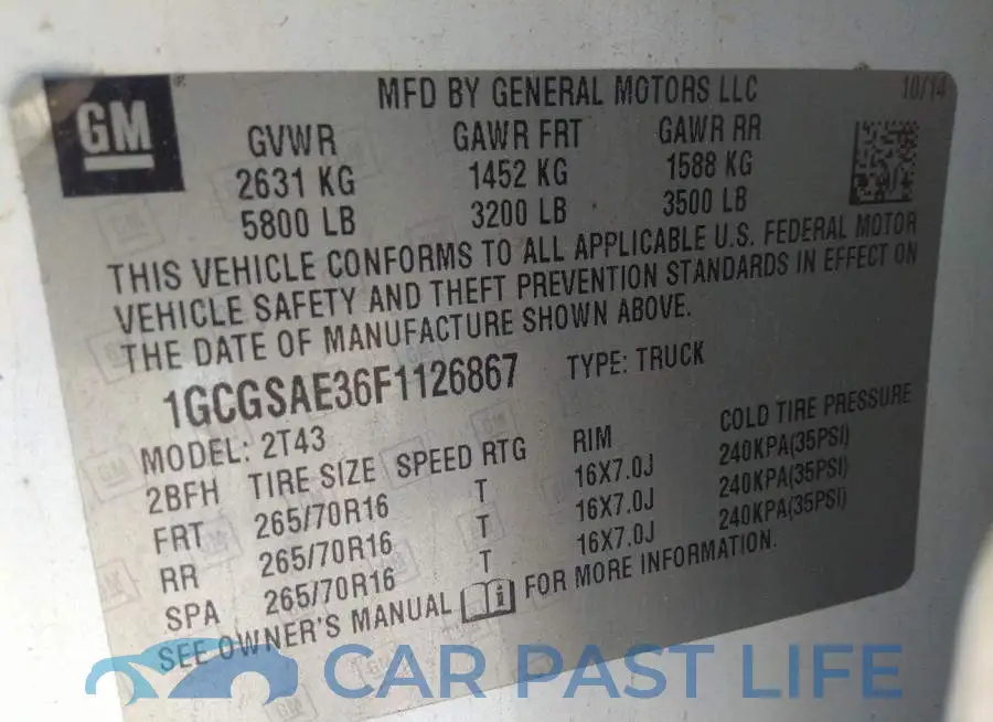 1GCGSAE36F1126867# 9