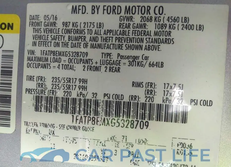 1FATP8EMXG5328709# 9