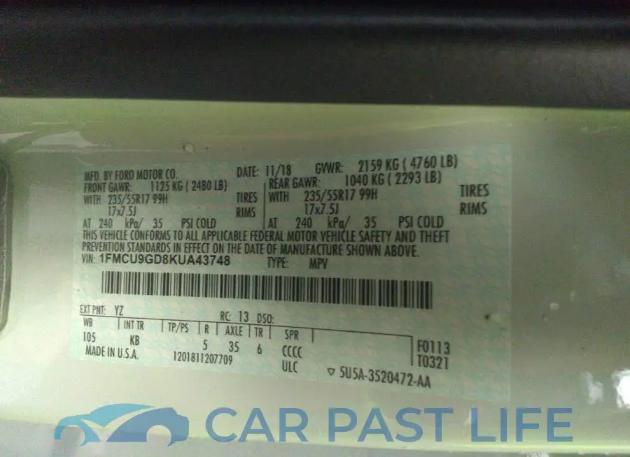 1FMCU9GD8KUA43748# 9