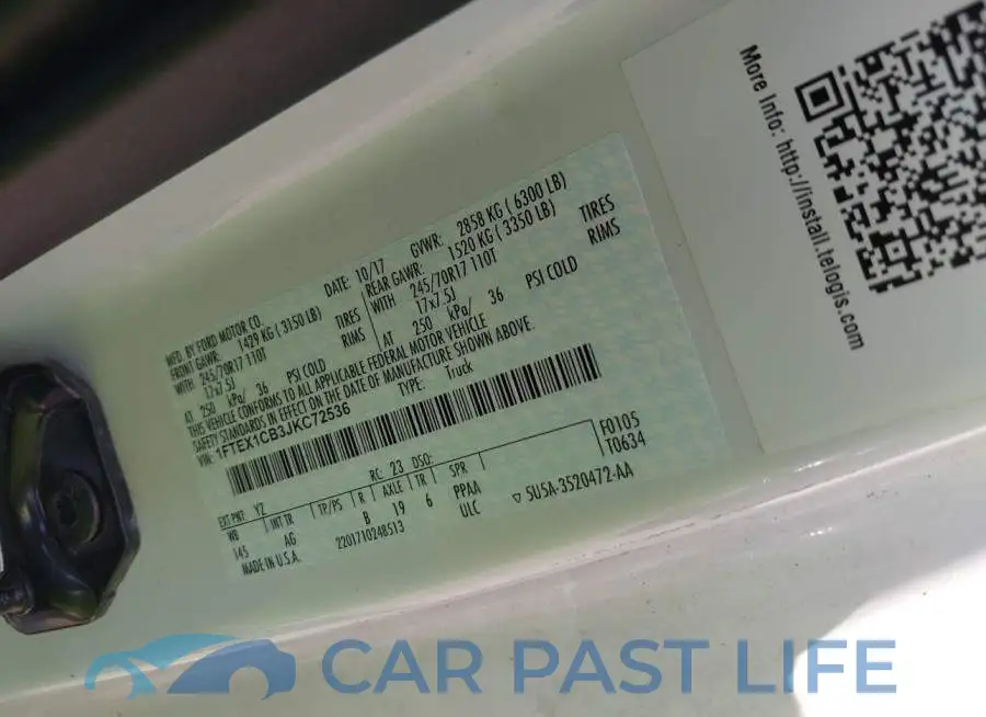 1FTEX1CB3JKC72536# 9