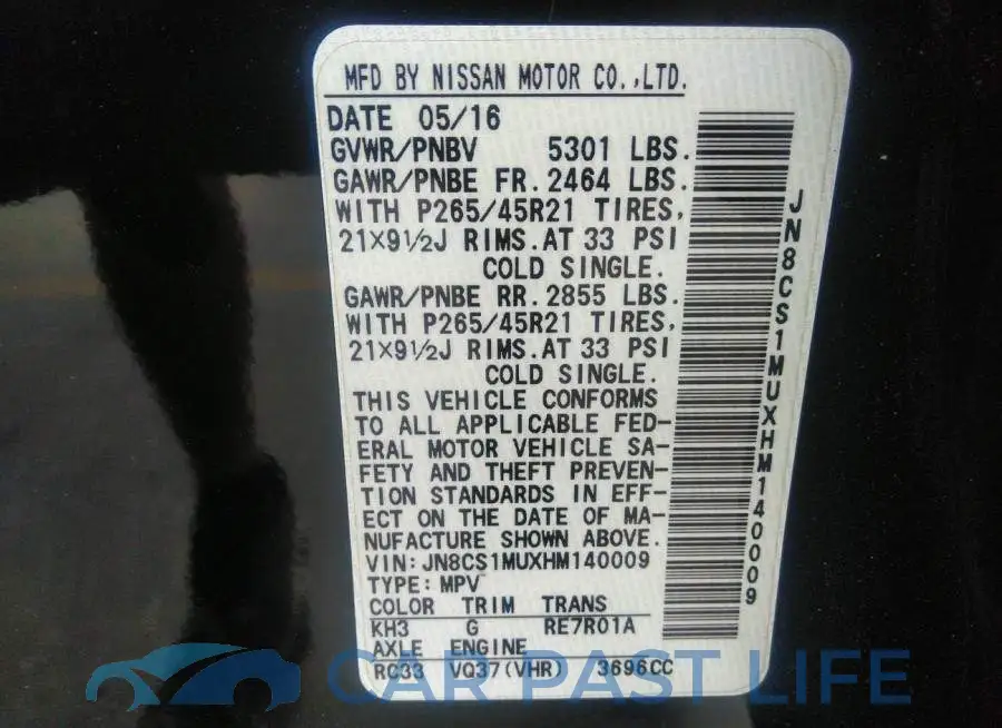 JN8CS1MUXHM140009# 9