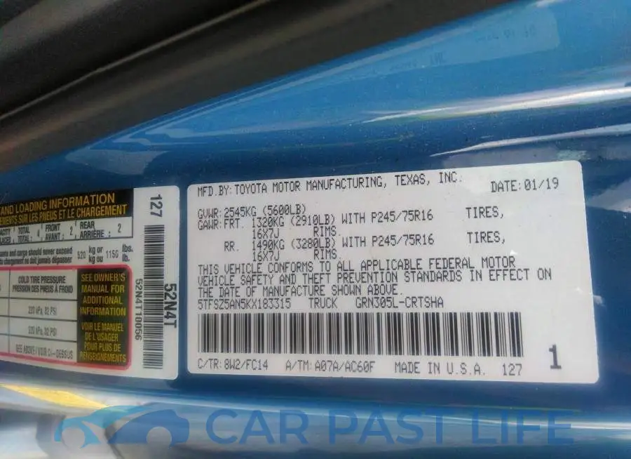 5TFSZ5AN5KX183315# 9
