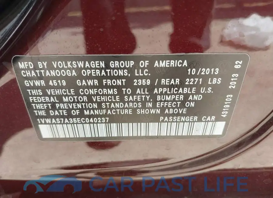1VWAS7A35EC040237# 9
