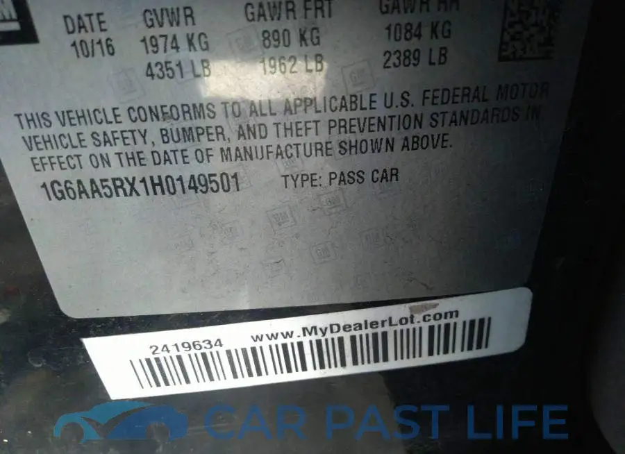1G6AA5RX1H0149501# 9