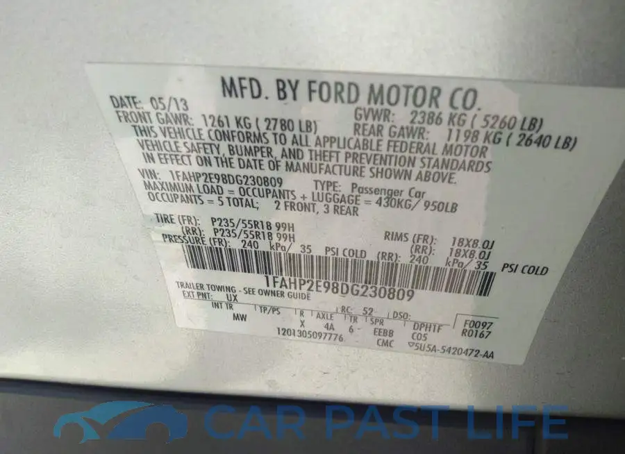 1FAHP2E98DG230809# 9
