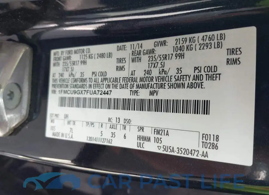 1FMCU9GX7FUA72447# 9