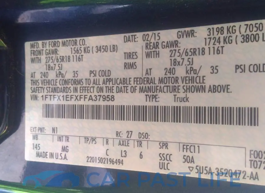 1FTFX1EFXFFA37958# 9