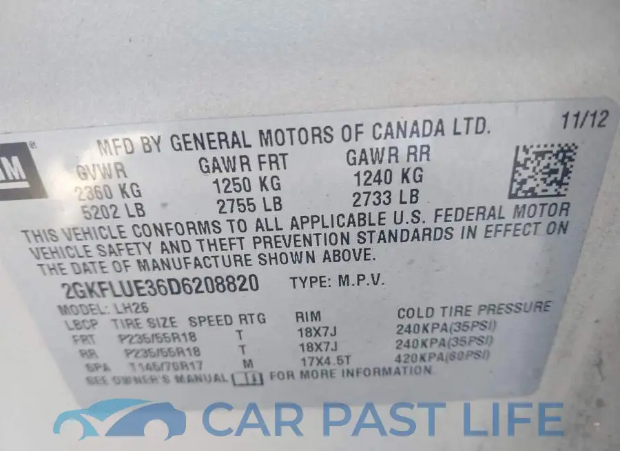 2GKFLUE36D6208820# 9