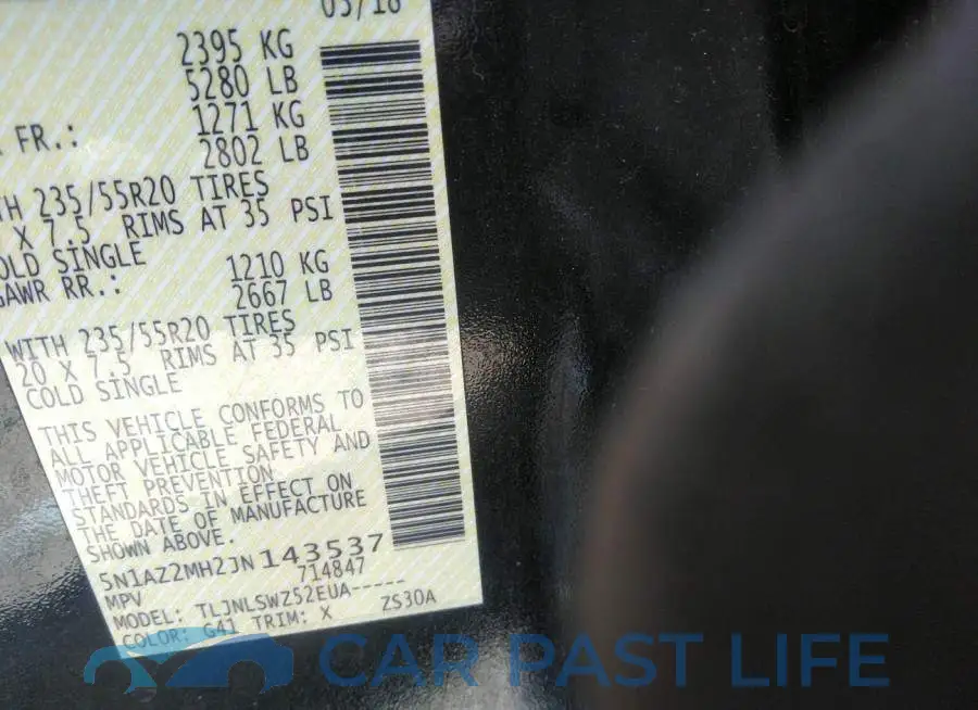 5N1AZ2MH2JN143537# 9
