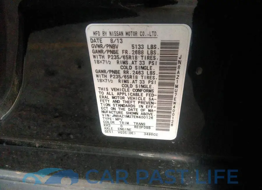 JN8AZ1MU7EW400126# 9