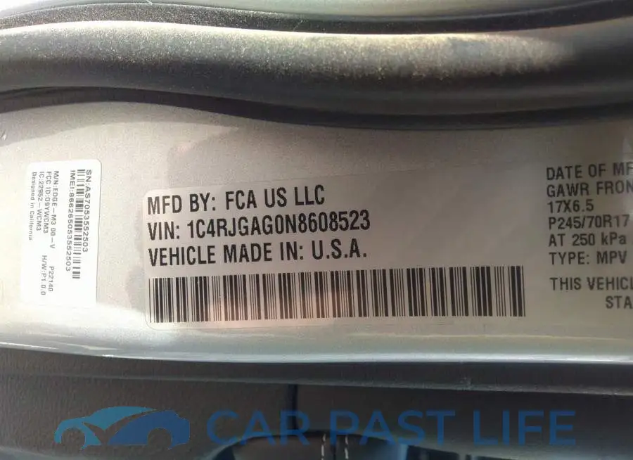 1C4RJGAG0N8608523# 9