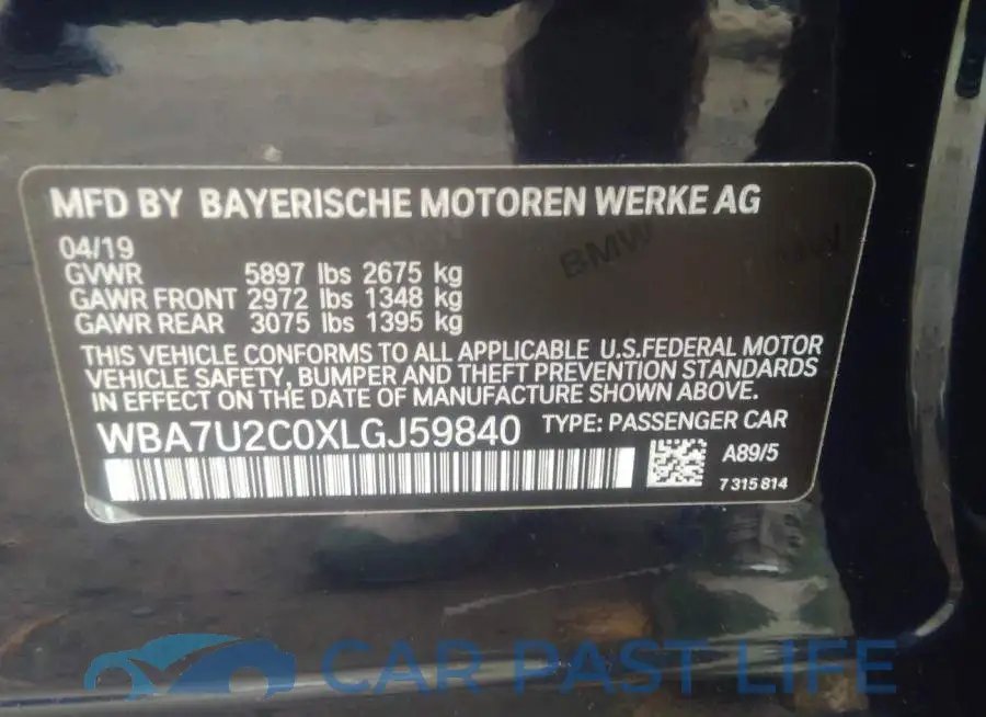 WBA7U2C0XLGJ59840# 9