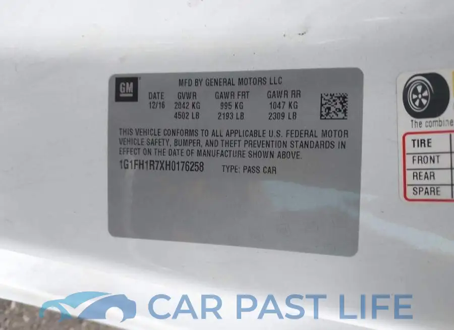 1G1FH1R7XH0176258# 9