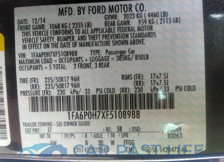 1FA6P0H7XF5108988# 9