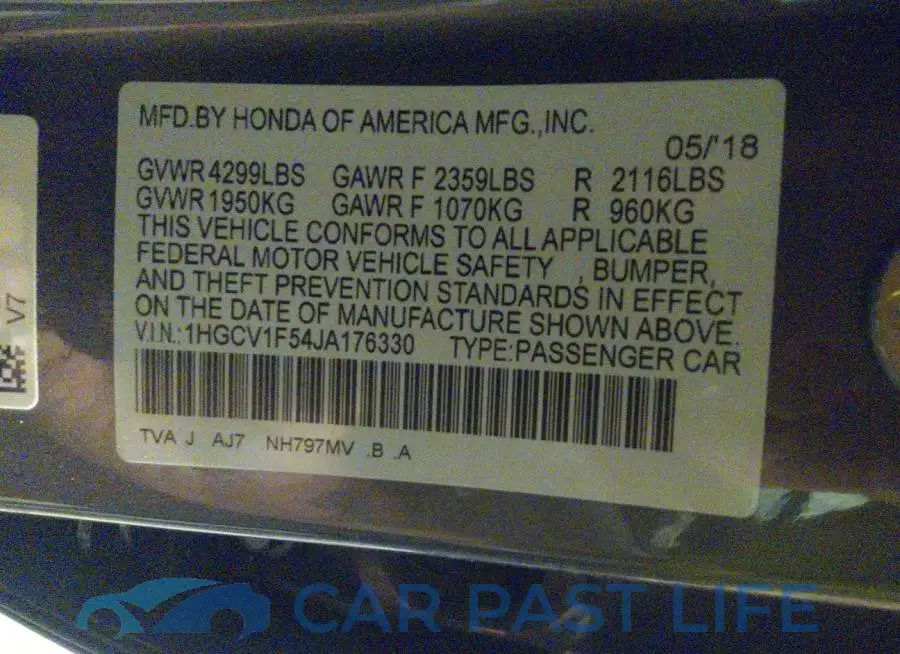 1HGCV1F54JA176330# 9