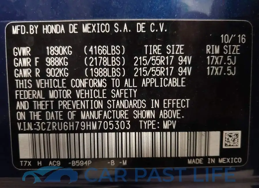3CZRU6H79HM705303# 9