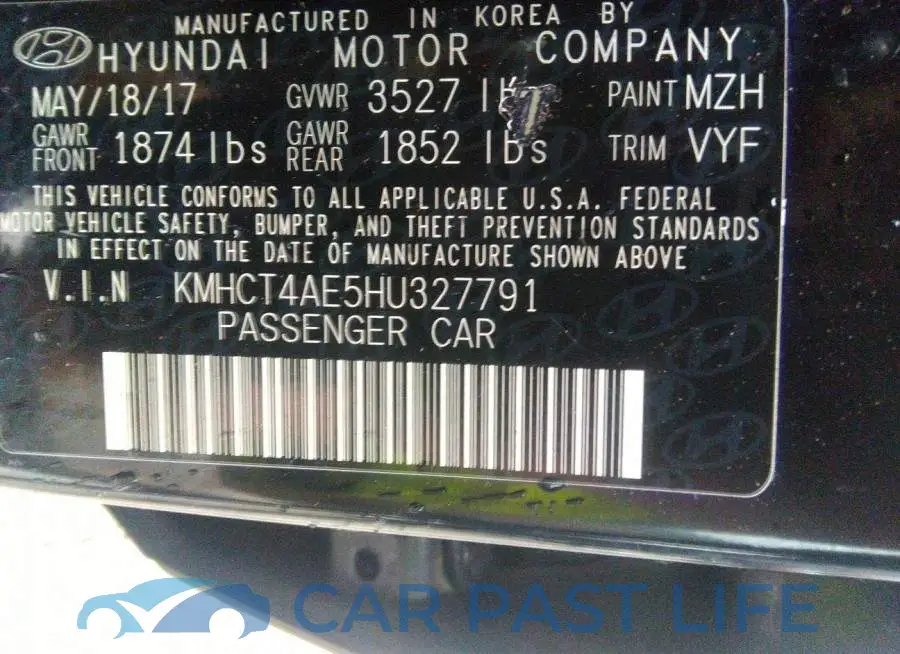 KMHCT4AE5HU327791# 9
