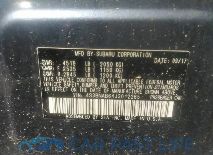 4S3BNAB64J3012265# 9