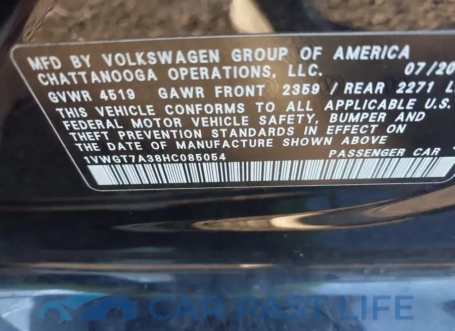 1VWGT7A38HC085054# 9