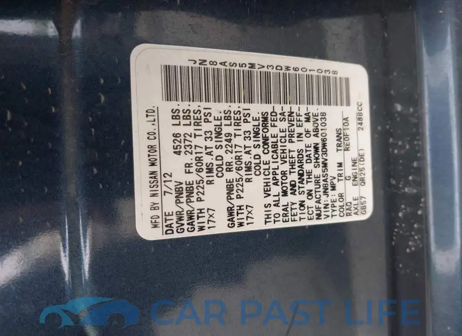 JN8AS5MV3DW601038# 9