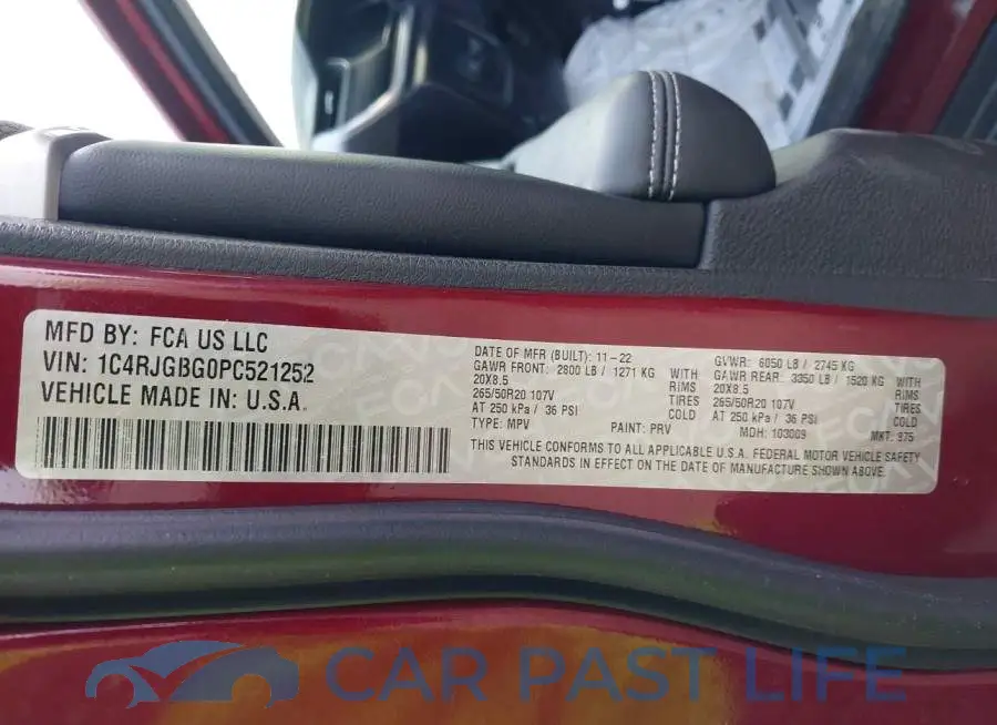 1C4RJGBG0PC521252# 9