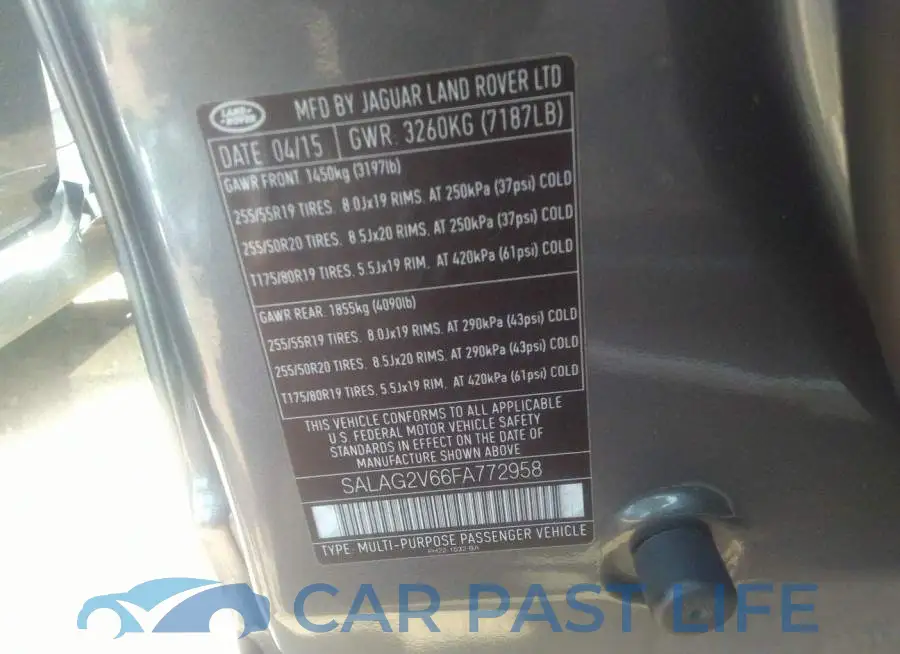 SALAG2V66FA772958# 9