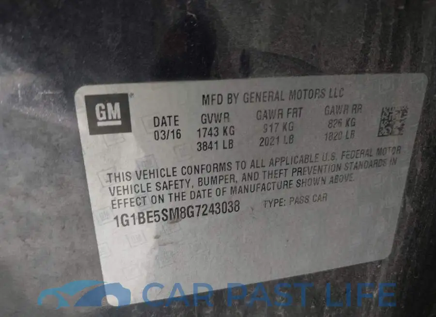 1G1BE5SM8G7243038# 9
