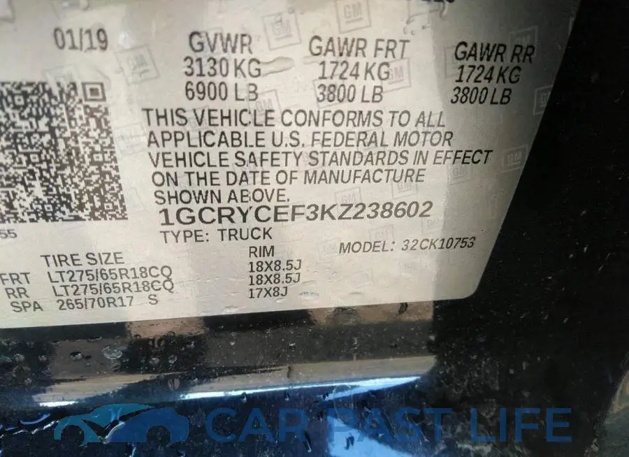 1GCRYCEF3KZ238602# 9